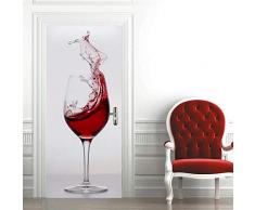 Ailailsid Türtapete Selbstklebendes Türposter-Rotweinkelch-Fototapeten-Türfolien-Plakat-Tapetenmeer des Meeres-88x200cm