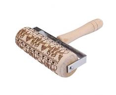 Yue668 Geprägtes Nudelholz Weihnachtshölzerne Nudelhölzer zum Backen von geprägten Keksen (Khaki)