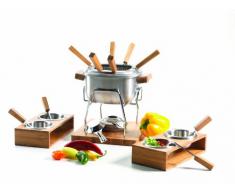Mäser, Fondueset 22-teilig, inklusive Fonduetopf, Rechaud, Bambus-Untersetzer, 4 Schälchen, Fonduelöffel und Fonduegablen im Holzdesign