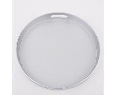 Tablett rund Metallic Xmas Design Kunststoff 4x33x33cm Schale (Silber)