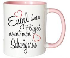 Mister Merchandise Kaffeebecher Tasse Engel ohne Flügel nennt Man Schwägerin Hochzeit Bruder Heirat Geschenk Weihnachten Teetasse Becher Weiß-Rosa