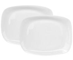 Bormioli Rocco Parma 2er Set Servierplatte, 325 x 240 x 23 mm, Servierteller aus weißem Opalglas, rechteckig, zeitlos-Elegantes Design