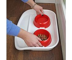 Ferplast Tablett mit Futterschalen für Hunde und Katzen Lindo Doppelfutternapf für Tiere, stabiler Kunststoffboden, rutschfeste Füße, inklusive zwei Futterschalen Inhalt 0,6 l, 44,5 x 34 x 7 cm, rot