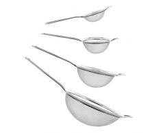 Anokay 4tlg Küchensieb Mehlsieb Sieb fein Set 7/12/16/22 cm aus Edelstahl - Nudelsieb Schaumlöffel Puderzuckerstreuer Küchen Zubehör