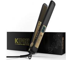 KIPOZI Pro Haarglätter Glätteisen Digital LCD ionische Titan-Platten Anti-Spliss Haarstyling Dual-Spannung (Matt-schwarz)