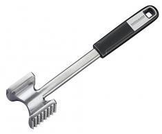 FACKELMANN Fleischklopfer 26 cm Sense, Funktionsteil aus Aluminium und Zwei verschiedenen Klopfflächen, Fleischhammer mit rutschfestem Soft-Touch-Griff (Farbe: Silber/Schwarz), Menge: 1 Stück