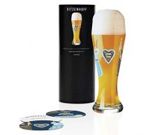 RITZENHOFF Weizen Weizenbierglas von Kurz Kurz Design, aus Kristallglas, 500 ml, mit fünf Bierdeckeln