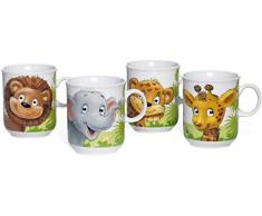 Ritzenhoff & Breker Kinderbecher-Set Dschungeltiere, 4-teilig, je 250 ml, Porzellan