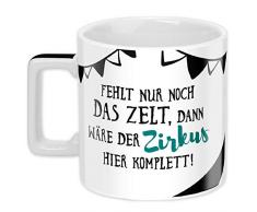 Sheepworld Wortheld-Tasse 45922, Kaffee-Tasse mit Spruch Zirkus, Porzellan, 45 cl, schwarz-weiß