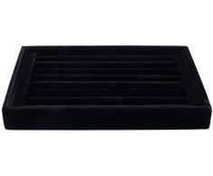 yosoo Schmuckständer Tablett aus Samt, Etagere, die Vitrine D Ausstellungen, Tablett Organizer Aufbewahrung für Ringe, Ohrringe - 23 x 15 cm schwarz