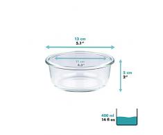 Grizzly Frischhaltedosen Glas 6 Stück Set rund 400 ml Vorratsdosen mit Deckel