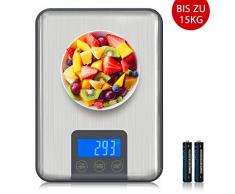 Adoric Digitalwaage Professionelle Electronische Waage 15KG, Küchenwaage mit großer Wiegefläche Präzision auf bis zu 1g(15kg Maximalgewicht)