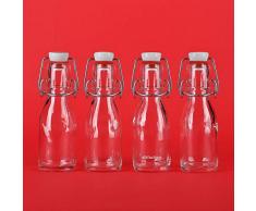 12 leere Glasflaschen a 100 ml mit kleine Bügelverschluss-Flasche mit Bügel Bügelflasche 0,1 liter l Drahtbügel-Flasche Schnapsflasche Likörflasche mit Verschluss von slkfactory