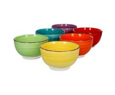 MamboCat 6-TLG. Müsli-Schalenset Uni bunt Servier-Schüssel 650 ml Dessert-Schälchen Steingut-Geschirr EIS-Creme Obst-Salat Party-Snacks Frühstücks-Buffet