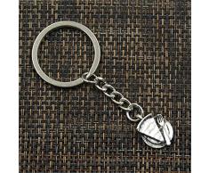 N/ A Modische Scheibe Tortenplatte Gabel Anhänger Schlüsselring Metallkette Silber Männer Auto Geschenk Souvenirs Schlüsselbund