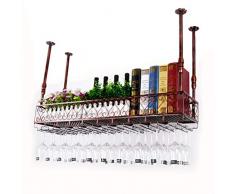 SN Weinglas Rack Decke Weinglashalter Flaschenhalter Stemware Wandbehang Becher-Trockner Lager Verstellbare Höhe Deko-Regal Stehend Anzeigen (Color : Bronze)