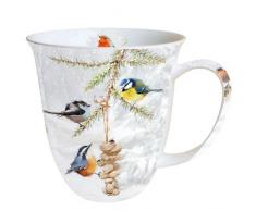Ambiente Becher - Mug - Tasse Tee / Kaffee Becher - All Together - Winter - Vogel - Christmas - Weihnachten ca. 0.4L - Ideal Als Geschenk