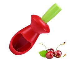 Jorzer Kirschentkerner Werkzeug Kirschenentsteiner Edelstahl Plasitc Kirschbeeren Stängelblätter Huller Für Obst-ausstecher-küche-Werkzeug (rot)