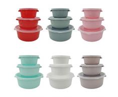 Ecomax 3 teiliges Mikrowellengeschirr Frischhaltedosen Schüssel Set Mikrowellen-Teller Kunststoff BPA-Frei Aufbewahrungs-Dose Vorratsdosen mit Deckel, Rund - Mehrfarbig