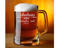 polar-effekt Bierkrug Personalisiert mit Gravur eines Namens und Jahreszahl - Bierseidel Geschenk zum Geburtstag - Motiv Pfeil mit Ornament 0,3l