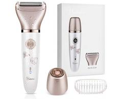 Elektrischer Rasierer Damen, Kastiny 2 In 1 Wiederaufladbar Damenrasierer, Nass und Trocken Lady Shaver, Elektrorasierer Trimmer für Frauen Beinen Achseln Intimbereich Bikinizone USB Wasserfest