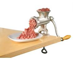 Westmark Fleischwolf mit Lochscheibe ( Ø 4,5 mm), Schraubzwinge für Tischmontage, Größe 5, Verzinnter Stahlguss, Silber, 97502260