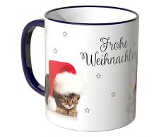 Wandkings® Tasse, Schriftzug: Frohe Weihnachten mit süßen Kätzchen - LILA