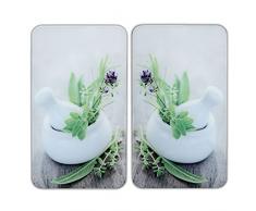 Wenko Herdabdeckplatte Universal Kräutergarten, 2er Set Herdabdeckung für alle Herdarten, Gehärtetes Glas, 30 x 52 cm, mehrfarbig