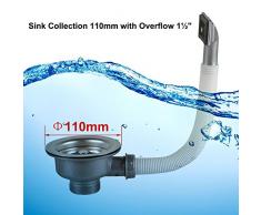 Küche Spüle Ablauf Schüssel Typ Teesieb mit Überlauf, Durchmesser 110 mm 1½ oben, 304 Edelstahl