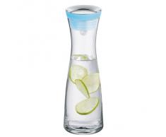 WMF Basic Wasserkaraffe, Glas, Karaffe 1l, Höhe 30,2 cm, Glaskaraffe mit Deckel, Silikondeckel, CloseUp-Verschluss, blau