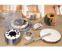 chg Set201-17 Profi-Back-Set 6-tlg. Tortenplatte mit Haube Durchmesser: 30 cm, Höhe: 11cm; Tortenring mit Skala variabel von 16 - 30 cm, Höhe: 8,5 cm ; Streichpalette MaÃe: 37x3 cm Ei-Trenner MaÃe: 14 x 11 cm; Kuchendraht