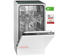 Bomann GSPE 891 Einbau-Geschirrspüler / EEK A++ / vollintegrierte Ausführung / 45 cm / 197 kWh / 9 MGD / 5 Programme / Bedienblende schwarz