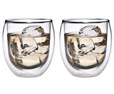 AKTION: 2x 320ml doppelwandiges Thermoglas mit Schwebe-Effekt, Teeglas / Kaffeeglas für Cappuchino, Milchkaffee, Tee, Eistee, Schorle, Desserts oder als Eisbecher geeignet, 32R by Feelino