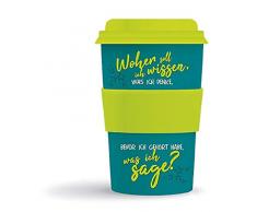 Bamboo Becher to go Woher soll ich wissen... 400 ml für Kaffee/Tee: aus Bambus mit Silikondeckel und -halter in Geschenkverpackung