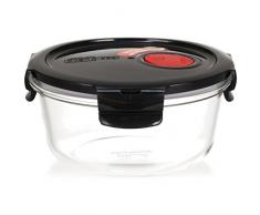 LOCK & LOCK Frischhaltedose aus Glas mikrowellengeeignet - OVEN GLASS - Für Backofen, Mikrowelle & zum Einfrieren - Mikrowellengeschirr rund, 650 ml