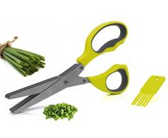 Granny´s Kitchen 5 Klingen Kräuterschere + Reinigungskamm - Universal Küchenschere zum Kräuter schneiden - Edelstahlklingen Schere Spülmaschinenfest