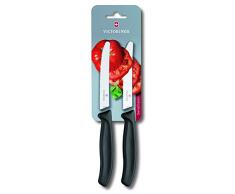 Victorinox Swiss Classic 2er Set Gemüsemesser mit Wellenschliff, 11 cm Klinge, Klingenschutz, Spülmaschinengeeignet, schwarz