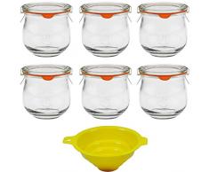mikken 6 Weckgläser Rundrandgläser in Tulpenform 370 ml inkl. Zubehör