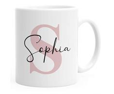 SpecialMe® personalisierte Kindertasse Kunststoff mit Name und Buchstabe Namenstasse Monogramm Initialen für Mädchen weiß Kunstoff-Tasse