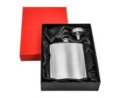 eyepower Flachmann-Set Geschenkbox Edelstahl 210ml Trichter Taschenflasche in Geschenkbox Silber