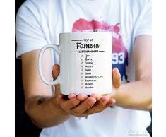 HPPY XXL Kaffe-Tasse für Linkshänder - Famous Left-Handers - Liste der berühmtesten TOP 10 LINKSHÄNDER - ca 900ml groß in Weiss