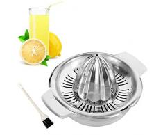 IZSUZEE Zitronenpresse Edelstahl Manuell, Zitruspresse Orangenpresse Manuell mit Behälter 350ml, Saftpresse Orange Edelstahl, Citruspresse Hand Limettenpresse, Entsafter Gemüse und Obst, MEHRWEG