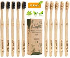 Bambus Zahnbürsten 10 Pack Holzzahnbürste Zahnbürste Holz Bambuszahnbürste Set 100% BPA Freie Nachhaltige Vegan Natur Natürlich Umweltfreundlicher Packung,für Beste Sauberkeit,für gesunde weiße Zähne