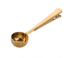 MagiDeal Klemme Kaffeedosierlöffel, Löffel aus Edelstahl, Messlöffel für Kaffee - spülmaschinengeeignet - Gold, 18x2 cm