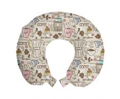ABAKUHAUS Modern Reisekissen Nackenstütze, Kaffee Espresso-Maschine, Schaumstoff Reiseartikel für Flugzeug und Auto, 30x30 cm, Pale Pink Beige