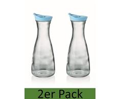Karaffe mit Deckel 2er Set blau 1 Liter