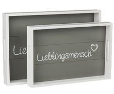 Bada Bing 2er Set Holz Tablett Dekotablett Lieblingsmensch Herz Planken Deko 98