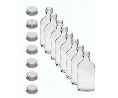 12er Set Taschenflasche 200 ml I Silberne Schraubdeckel I XL-Flachmann I Likörflasche I Schnapsflasche I Fläschchen für Alkohol I Spirituosen, Essig & Öl