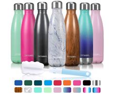 arteesol Edelstahl Trinkflasche,350/500/750ml Wasserflasche,Doppelwandige Auslaufsichere Thermosflasche Water Bottle,Hält heiß und kalt,Schmale Mundform für Laufen,Radfahren,Camping,Arbeiten