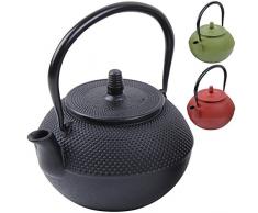 Deuba Teekessel Teekanne Gusseisen 1250 ml Schwarz Asiatische Teekanne Japanischer Stil inkl. Edelstahl Teesieb mit praktischem Henkel